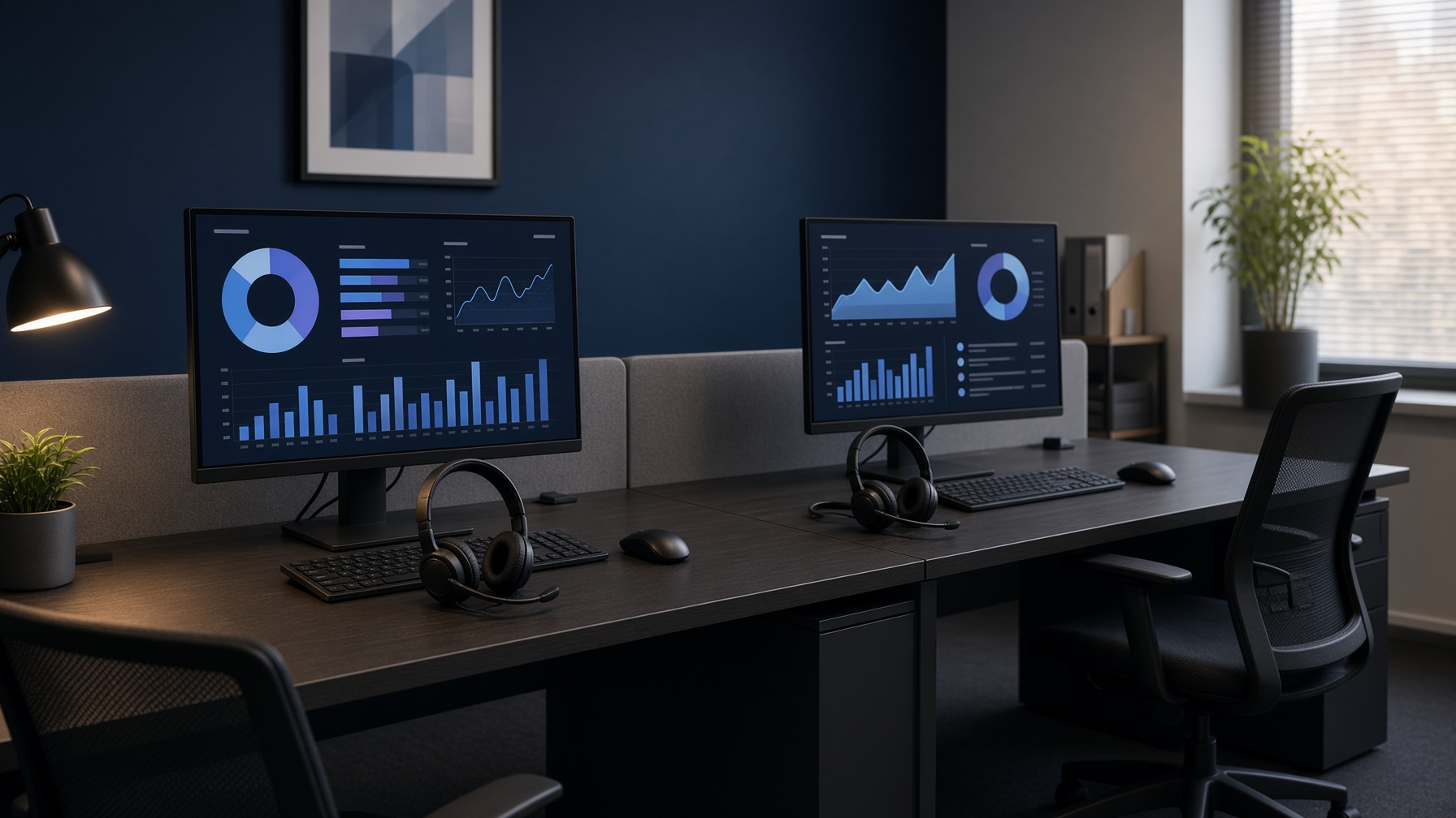 A quiet office set up for a small contact center